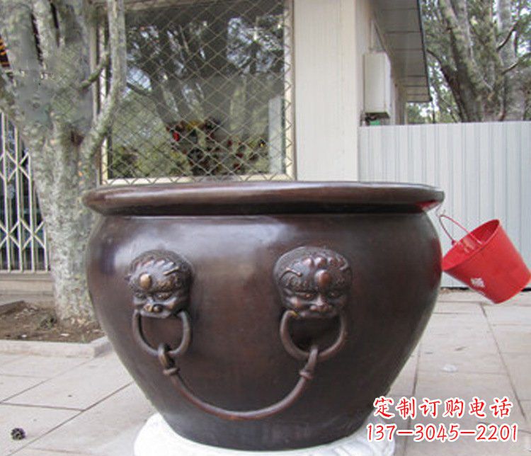 青海别墅招财水缸铜雕塑摆件 (2)
