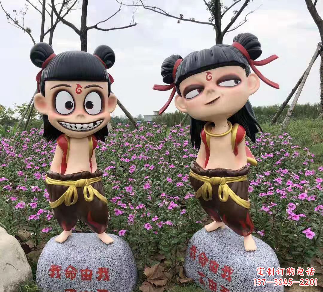 青海玻璃钢彩绘哪吒卡通人物