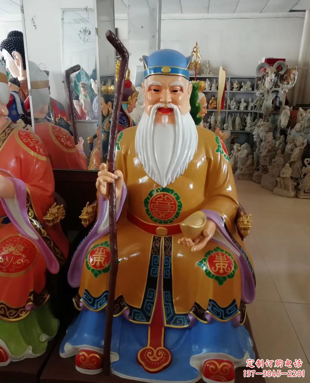 青海玻璃钢彩绘土地公神像精美的艺术品