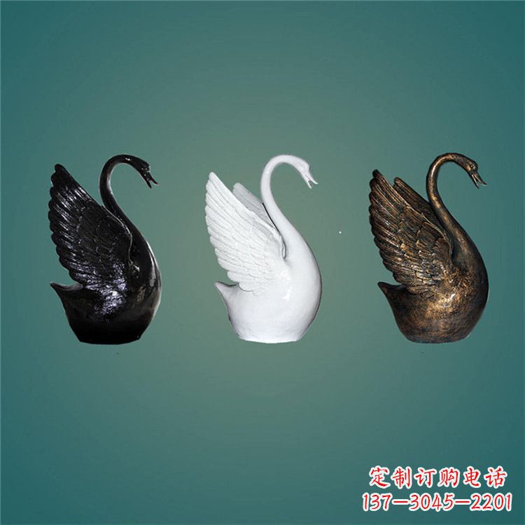 青海玻璃钢制天鹅雕塑,点缀水景水池