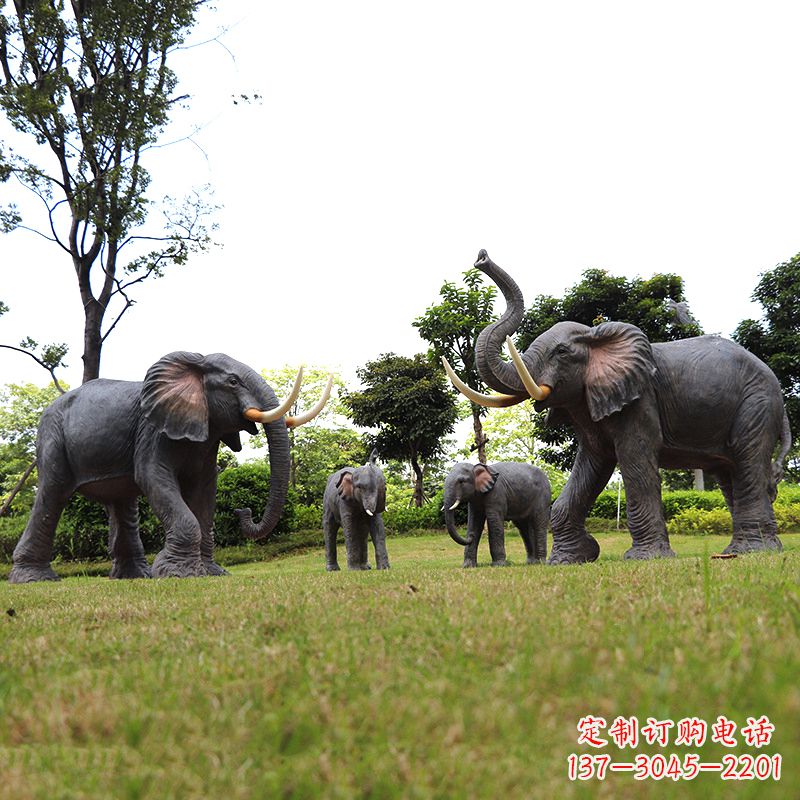 青海玻璃钢大象雕塑传承古老文化,点缀园林景观