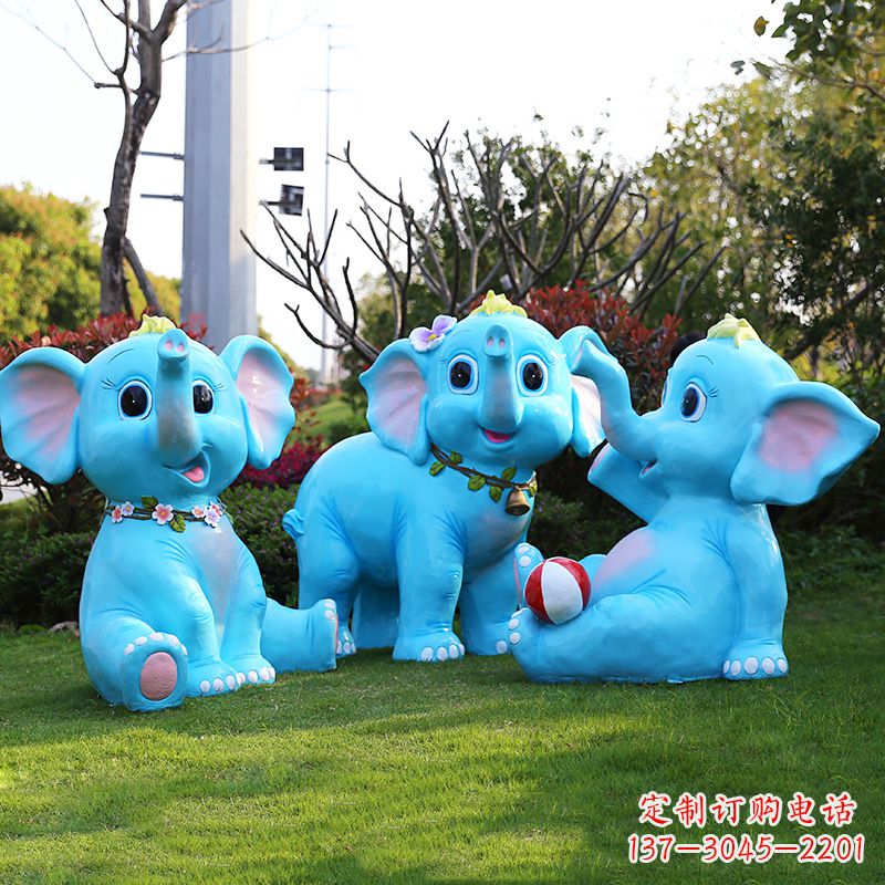 青海玻璃钢大象雕塑精美的艺术品