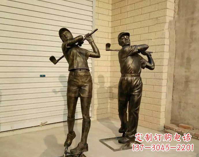 青海玻璃钢仿铜打高尔夫人物