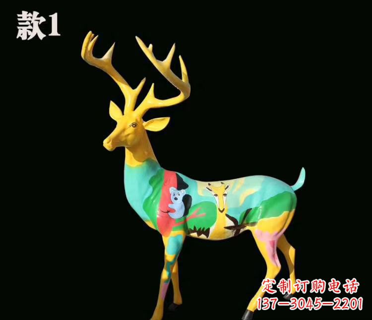 青海玻璃钢仿真梅花鹿雕塑
