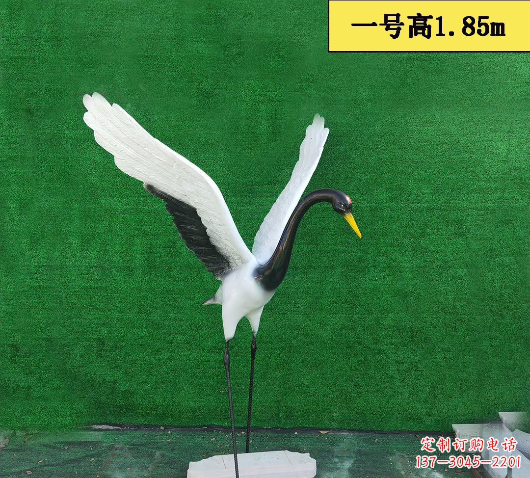青海玻璃钢仿真仙鹤 公园景观动物雕塑