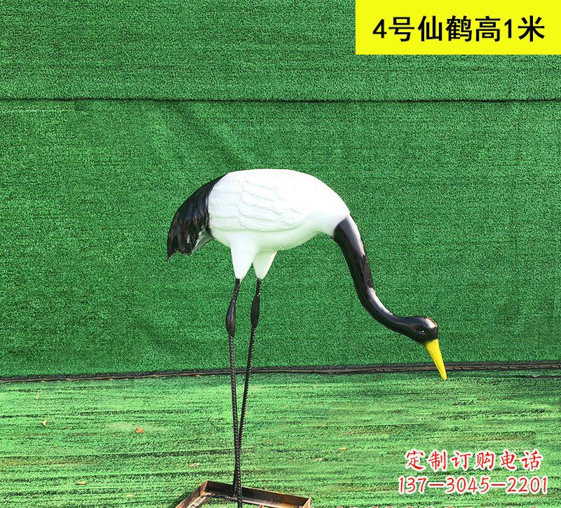 青海玻璃钢仿真仙鹤动物雕塑