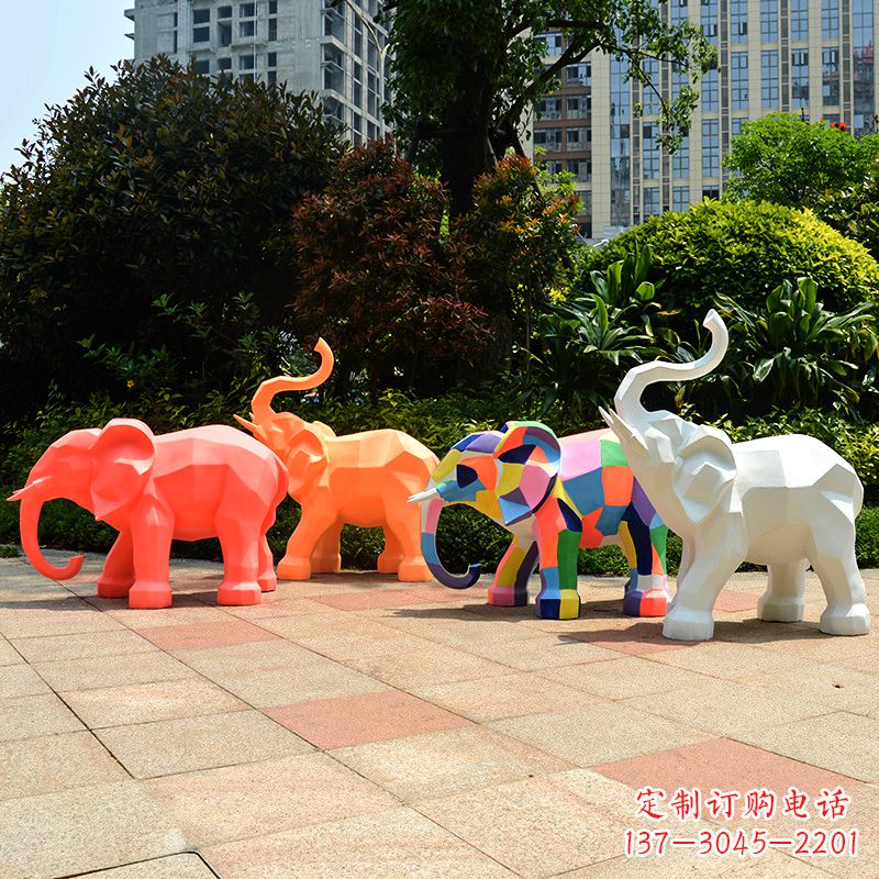 青海玻璃钢金色大象雕塑-商场游乐场抽象小象美陈