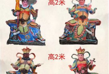 青海玻璃钢彩绘四大天王雕塑宏伟壮观的艺术珍品