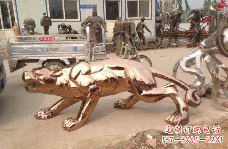 青海不锈钢豹子雕塑222