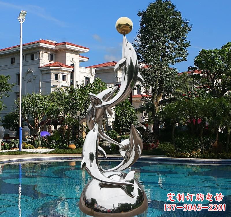 青海不锈钢海豚雕塑精美绝伦