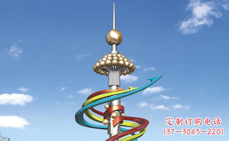 青海不锈钢彩色飘带广场景观雕塑