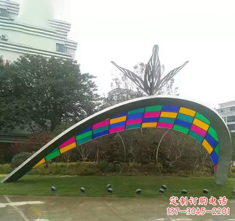 青海不锈钢彩色拼接拱门雕塑