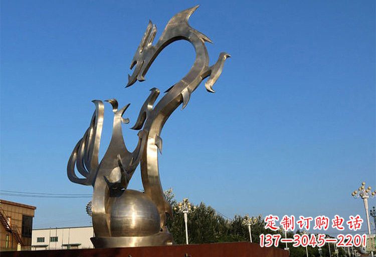 青海不锈钢城市抽象龙凤雕塑