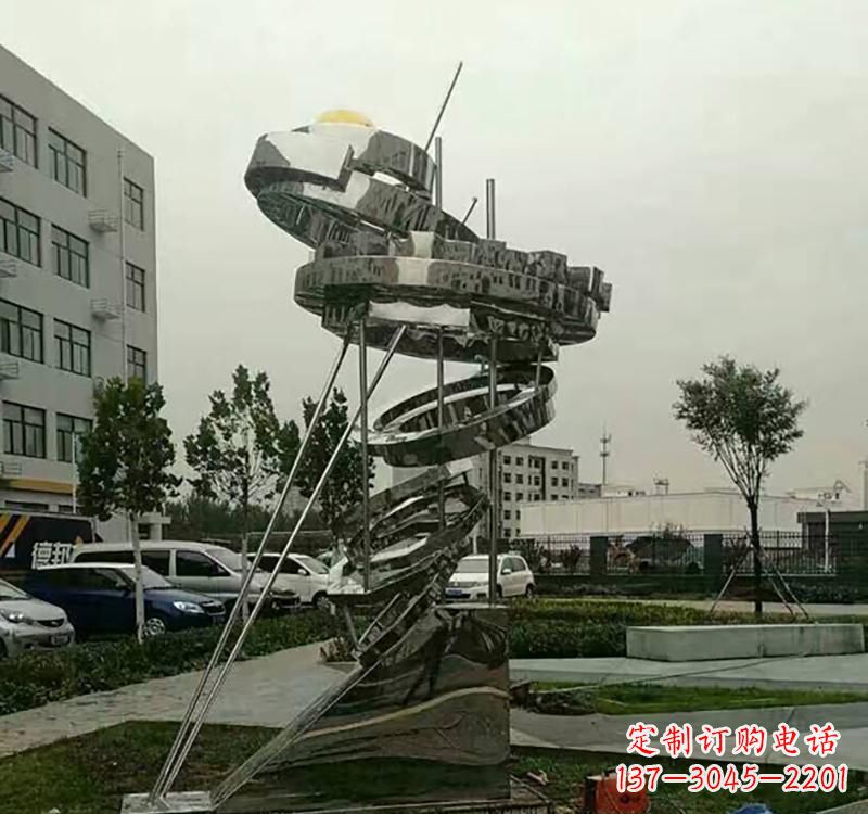 青海不锈钢戒指雕塑——点缀城市美景