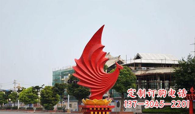 青海不锈钢凤凰雕塑象征着城市繁荣