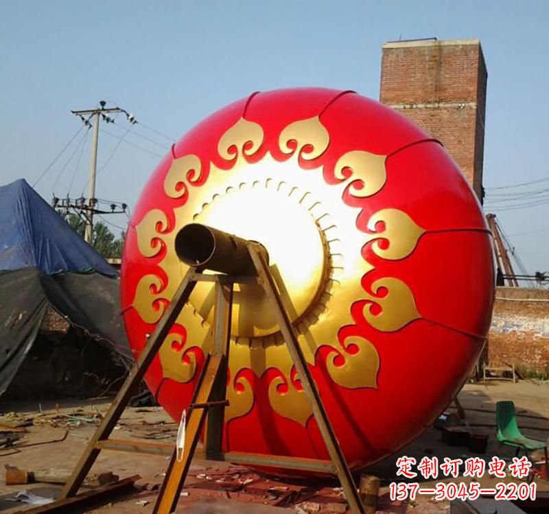 青海不锈钢城市红色灯笼雕塑灯笼象征着繁荣