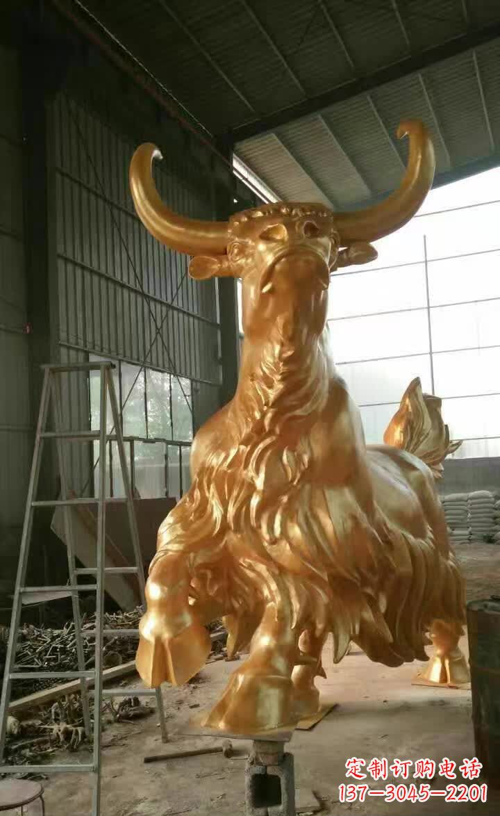 青海不锈钢城市钛金牦牛雕塑