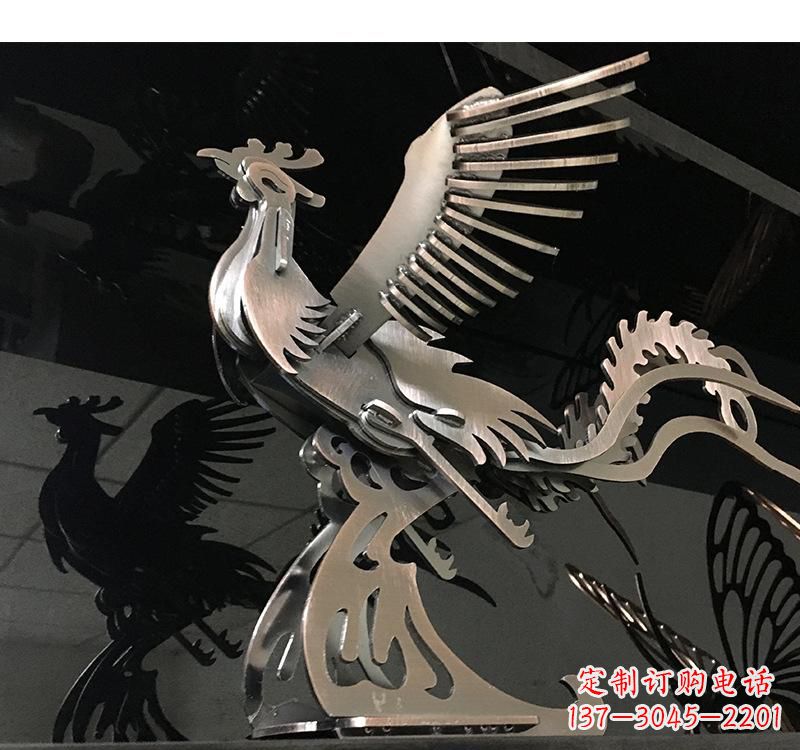 青海不锈钢凤凰雕塑精美的艺术品