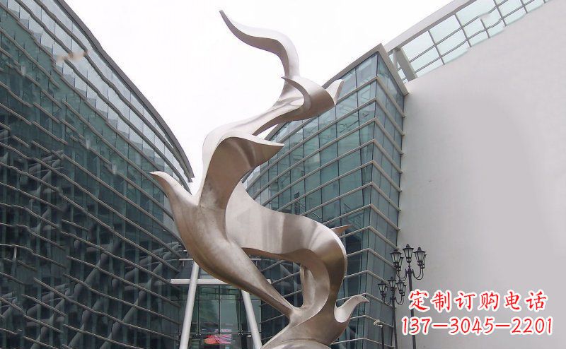 青海不锈钢抽象大雁鸽子雕塑