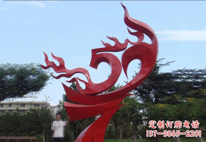 青海不锈钢抽象凤凰涅槃景观雕塑