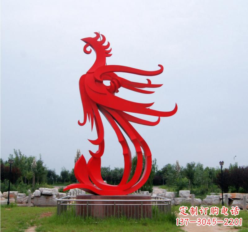 青海不锈钢抽象广场凤凰雕塑