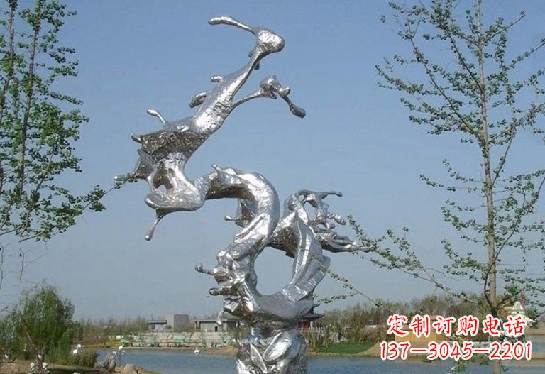 青海不锈钢抽象蛟龙出海雕塑