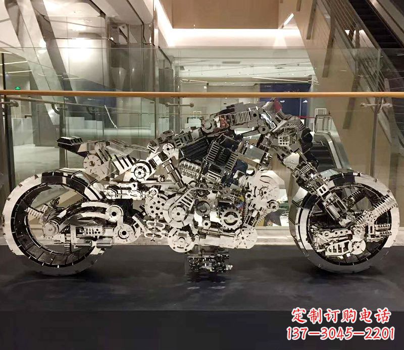 青海不锈钢抽象摩托车雕塑