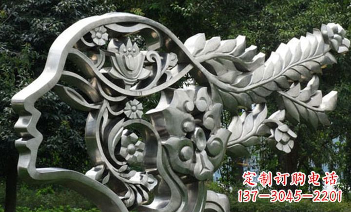 青海不锈钢抽象美女头像雕塑