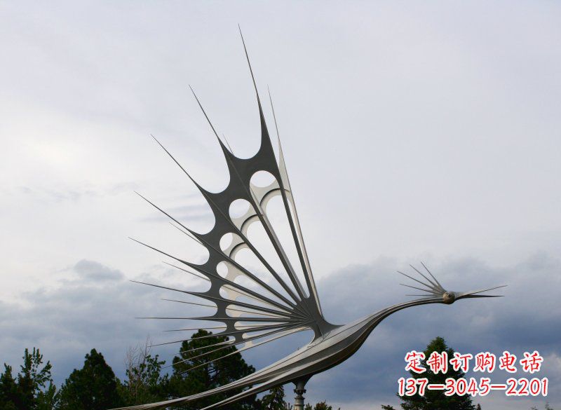 青海不锈钢抽象鸟大型动物雕塑