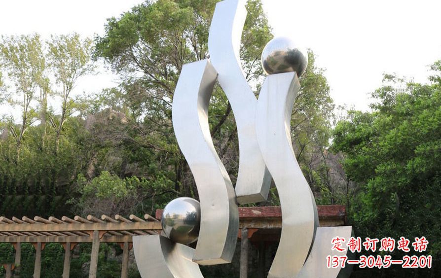 青海不锈钢抽象飘带小区景观雕塑