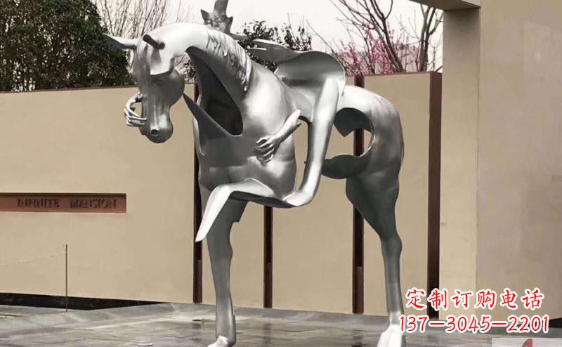 青海不锈钢抽象人骑马雕塑