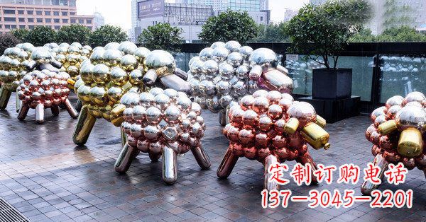 青海不锈钢动物雕塑——小羊肖恩动物广场