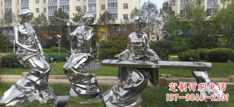 青海不锈钢抽象演奏乐器的古代美女雕塑