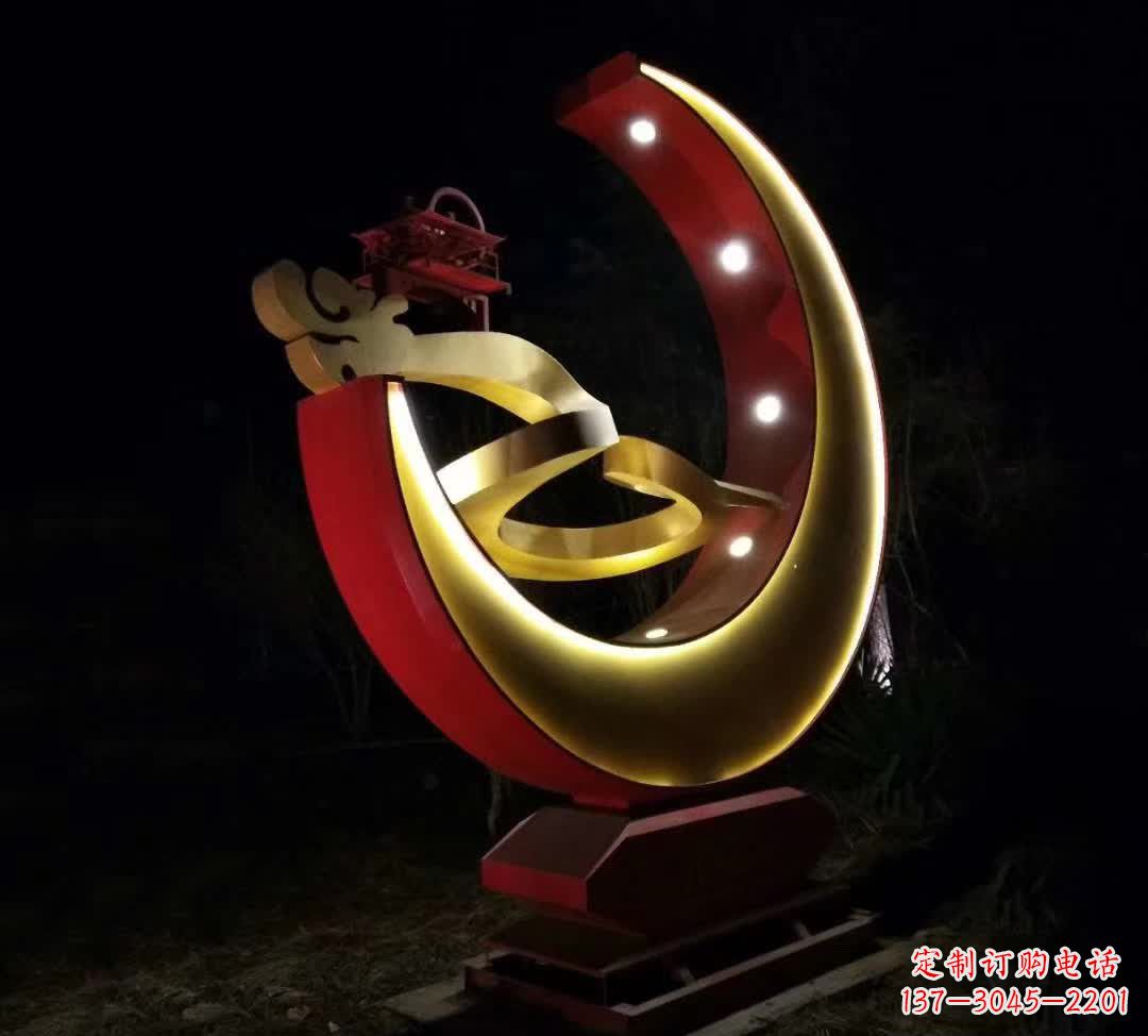 青海不锈钢月亮雕塑静谧中的经典之美