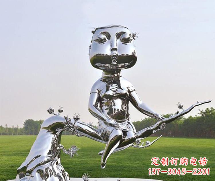 青海不锈钢树枝上的女孩雕塑