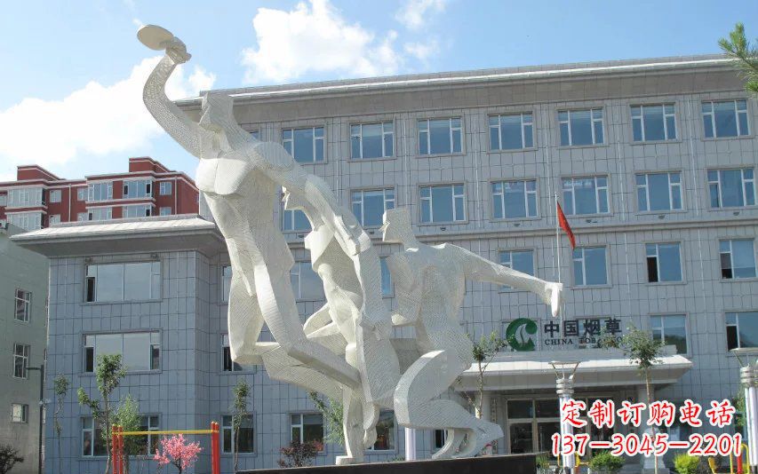 青海不锈钢打乒乓球人物雕塑