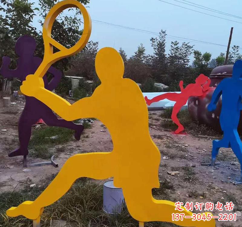青海不锈钢打羽毛球雕塑2