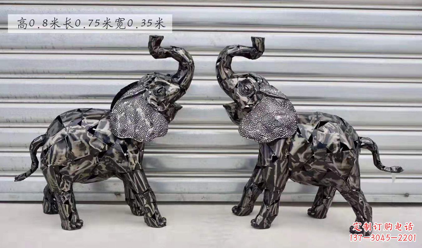 青海不锈钢大象雕塑精美的摆件装饰