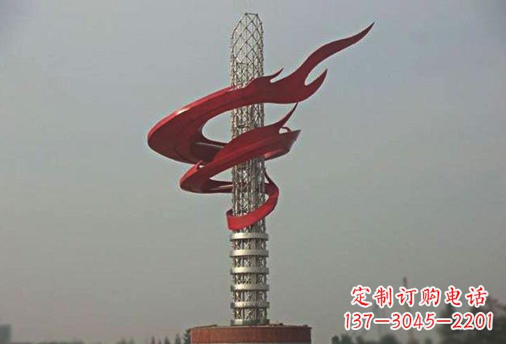 青海不锈钢大型抽象火炬雕塑