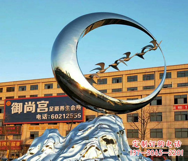 青海不锈钢大雁雕塑精美的艺术之作