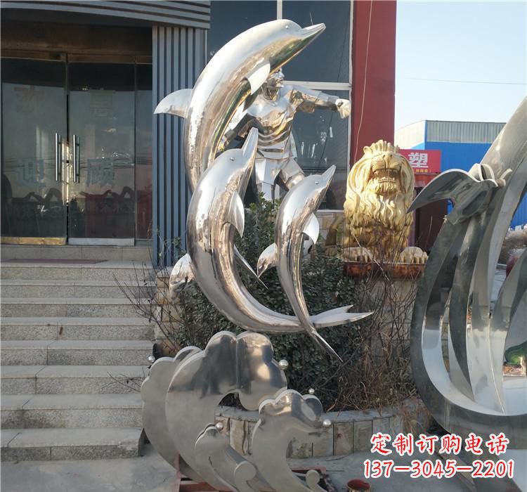 青海不锈钢海豚雕塑——精美外观,传递环保理念