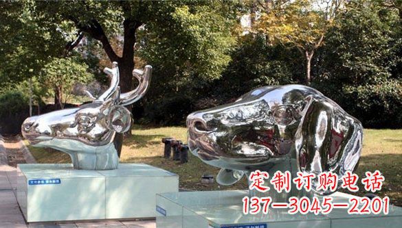 青海不锈钢动物十二生肖头象雕塑