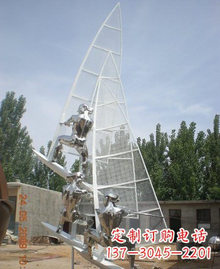 青海海上航行不锈钢帆船雕塑