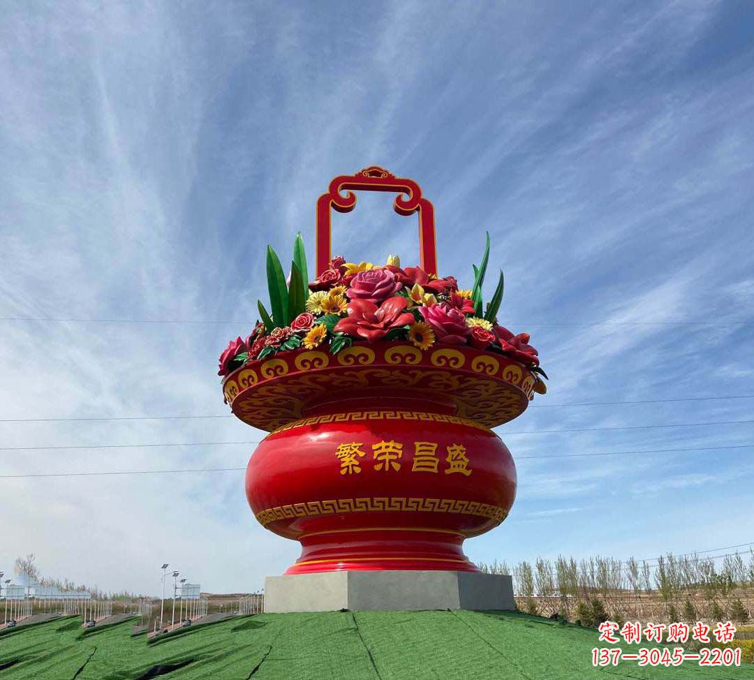 青海不锈钢花篮雕塑象征繁荣昌盛
