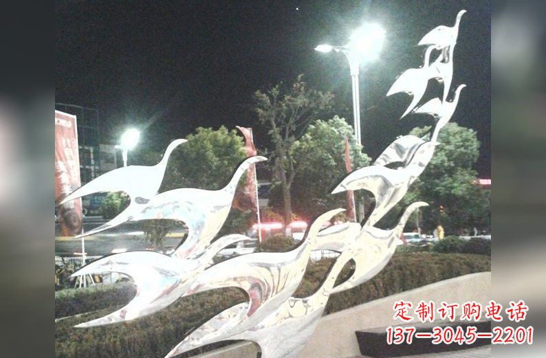 青海不锈钢大雁雕塑一种高雅的艺术美学