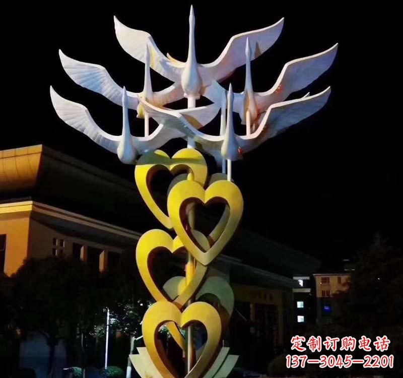 青海不锈钢大雁雕塑象征着自由的翱翔