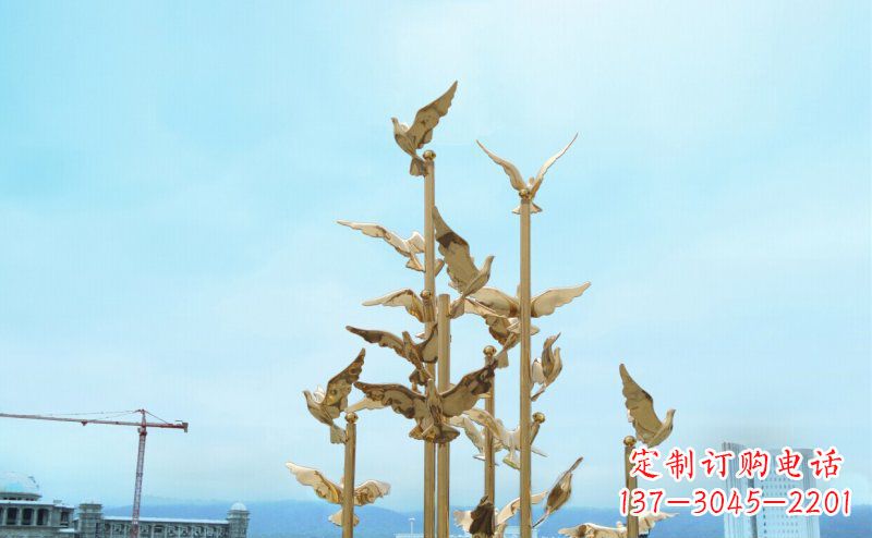青海不锈钢飞翔的鸽子雕塑传递自由、和平的美好祝愿