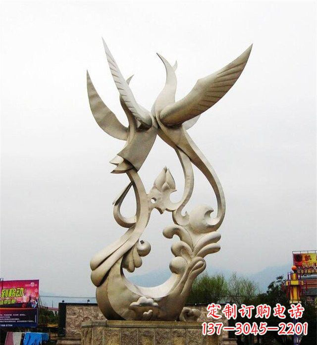 青海不锈钢凤凰雕塑传承古代美学