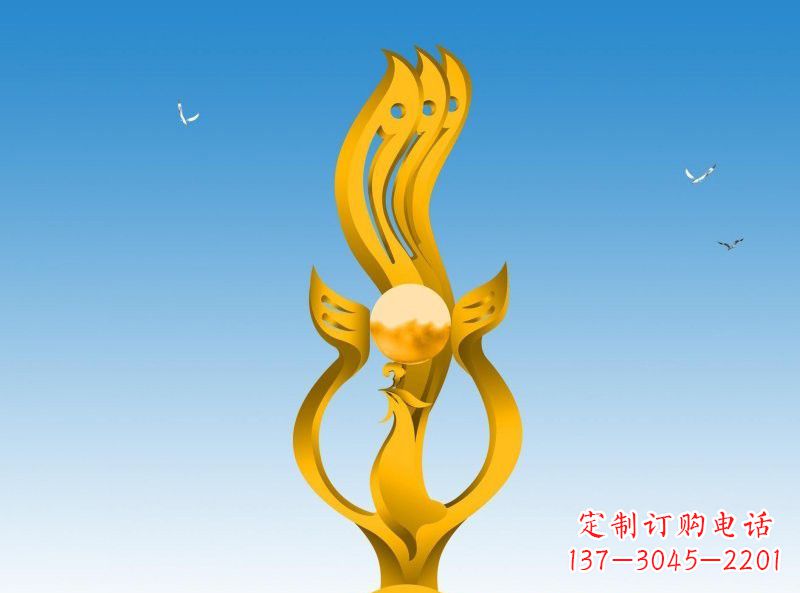 青海不锈钢凤凰雕塑灿烂外形,精美艺术