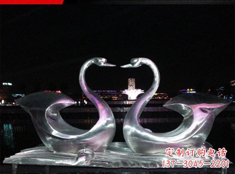 青海不锈钢天鹅雕塑美化公园